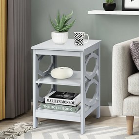 2 x Mesas de cabeceira 3 camadas decoração de mesa lateral em formato ômega mesa lateral para sofá quarto sala corredor 40 x 40 x 61 cm Cinzento