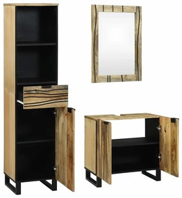 Conjunto de Móveis para Banheiro com gaveta 3 pcs Castanho Alto