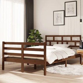Estrutura cama 120x200 cm madeira de pinho maciça castanho-mel