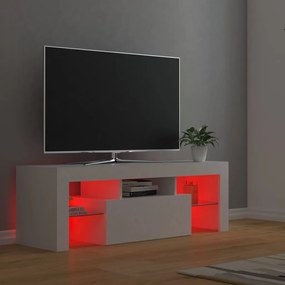 Móvel de TV com luzes LED 120x35x40 cm branco