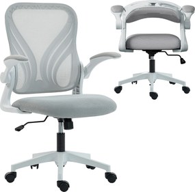 Cadeira de escritório ergonómica, cadeira de escritório em malha, encosto rebatível, braços retráteis, 73 x 62 x 101-111 cm, cinzenta