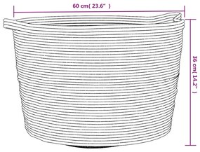 Cesto de arrumação Ø60x36 cm algodão bege e branco