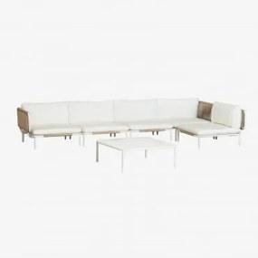 Sofá De Jardim Modular De Canto De 5 Peças E Mesa De Centro Roubly Beige De Amêndoa - Sklum