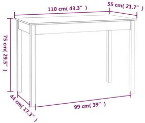 Mesa de jantar 110x55x75 cm madeira de pinho maciça