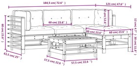 5 pcs conjunto lounge jardim com almofadões madeira maciça