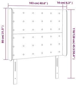 Cabeceira de cama c/ abas veludo 103x16x118/128 cm preto