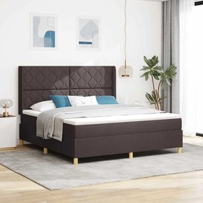 vidaXL Cama Box com colchão com cabeceira Castanho 180 x 200 cm tecido