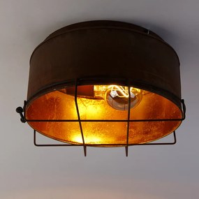 Luminária de teto industrial castanho ferrugem 35 cm - Barril