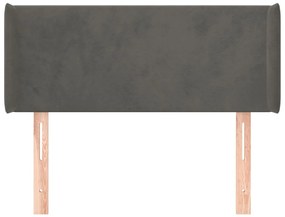 Cabeceira de cama c/ abas veludo 103x16x78/88cm cinzento-escuro
