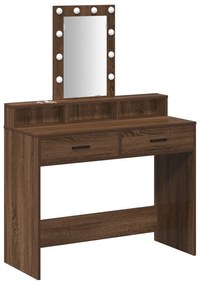 mesa de maquilhagem vidaXL com luzes LED Carvalho Castanho 100x41x140