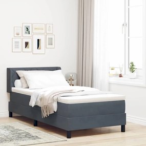 Cama Box Spring com Colchão VidaXL Cinza Escuro 90x200 cm Veludo