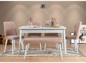 Conjunto de Mesa de Jantar Extensível e Cadeiras Santiago – Branco/Sto