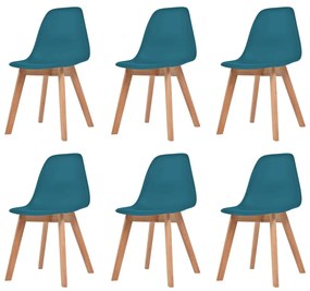 vidaXL Cadeiras de jantar 6 pcs plástico turquesa