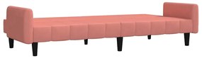Sofá-cama de 2 lugares veludo rosa