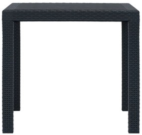 Conj. jantar p/ exterior 5 pcs plástico antracite aspeto vime