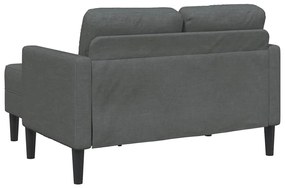 Sofá 2 lugares com Chaise em L 125 cm tecido cinzento-escuro