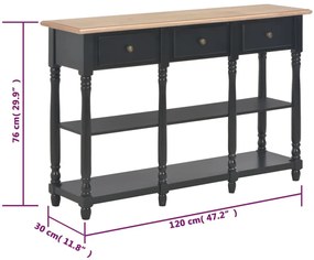 Mesa consola 120x30x76 cm MDF preto