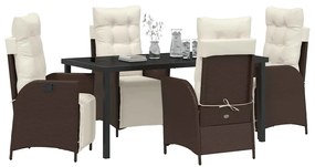 Conjunto de Jantar de Jardim com 5 Peças em Rattan Sintético Castanho