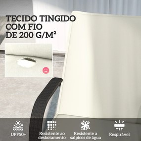 Conjunto de 2 Almofadas para Espreguiçadeira Dobráveis 193x58x6 cm com Correias de Sujeição Creme