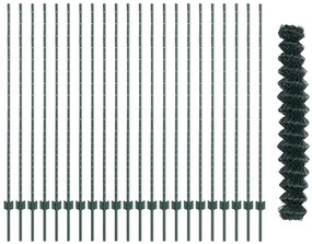 Conjunto de Cerca de Jardim Conjunto de 2 Verde Metal 25x1,5 m