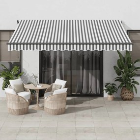 Toldo retrátil automático com LEDs 400x350 cm antracite/branco