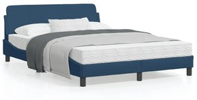 Estrutura de cama c/ cabeceira 140x200 cm tecido azul