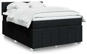 vidaXL Cama com molas/colchão 140x200 cm tecido preto