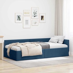 vidaXL Estrutura de Cama de Canto Azul 80 cm x 200 cm Veludo