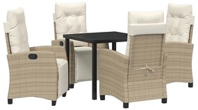 Conjunto de Jantar de Jardim com 5 Peças em Rattan e Poliéster Beijinh