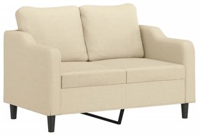 4 pcs conjunto de sofás com almofadas tecido cor creme