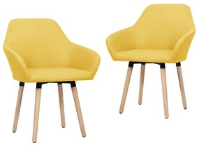 vidaXL Cadeiras de jantar 2 pcs tecido amarelo