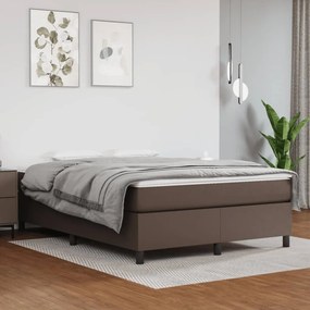 vidaXL Estrutura de cama com molas 140x200cm couro artificial castanho