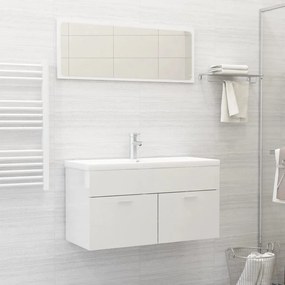Conj. móveis de casa de banho 2 pcs contrapl. branco brilhante