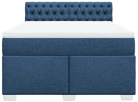 Cama com molas/colchão 140x200 cm tecido azul