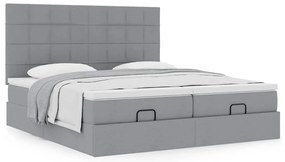 Estrutura de cama otomana com colchões tecido cinzento claro