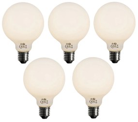 Conjunto de 5 lâmpadas LED reguláveis E27 opal G95 5W 450lm 3000K