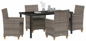 Conjunto de Jantar de Jardim com 5 Peças e Almofadas - Cinza - Polyrat