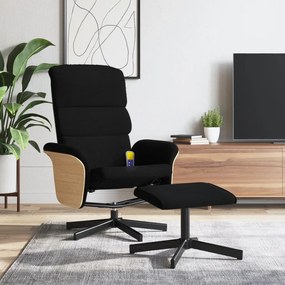 vidaXL Cadeira de massagens reclinável com apoio de pés tecido preto
