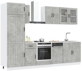 vidaXL 8 peças armário de cozinha conjunto Kalmar cinzento cimento