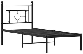 Estrutura de cama com cabeceira 75x190 cm metal preto