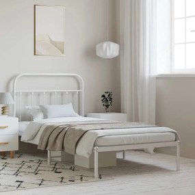 Estrutura de cama com cabeceira 100x190 cm metal branco