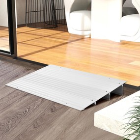 Rampa escadas cadeiras de rodas com moldura em alumínio e superfície antiderrapante Carga 317 kg para cadeiras roda 86,5 x 41,5 x 8,5 cm Prata