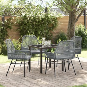 vidaXL Conjunto de Jantar de Jardim com 5 Peças e Almofadas Cinza Rattan Poliéster