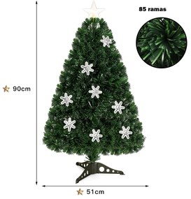 Árvore de Natal Artificial em PVC de 90cm com Base Iluminada em Fibra de Vidro Árvore de Natal Artificial que Muda de Cor para Decoração de Festas de