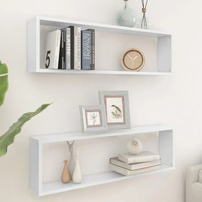 807079 vidaXL Prateleiras parede forma de cubo 2pcs contr. 100x15x30cm branco