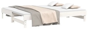 Sofá-cama de puxar 2x(100x200) cm madeira pinho maciça branco