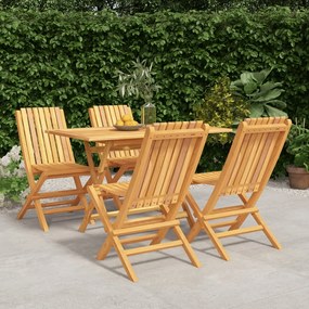 5 pcs conjunto de jantar p/ jardim madeira de teca maciça