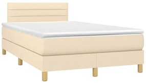 Cama box spring c/ colchão e LED 120x200 cm tecido cor creme