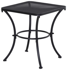 Mesa de Jardim Quadrada Mesa Auxiliar Exterior com Estrutura de Metal para Pátio Terraço Varanda Carga 30kg 45x45x50cm Preto