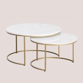 Mesas De Centro Ninho Redondas Em Mármore Kaley Mármore Branco Banswara - Sklum